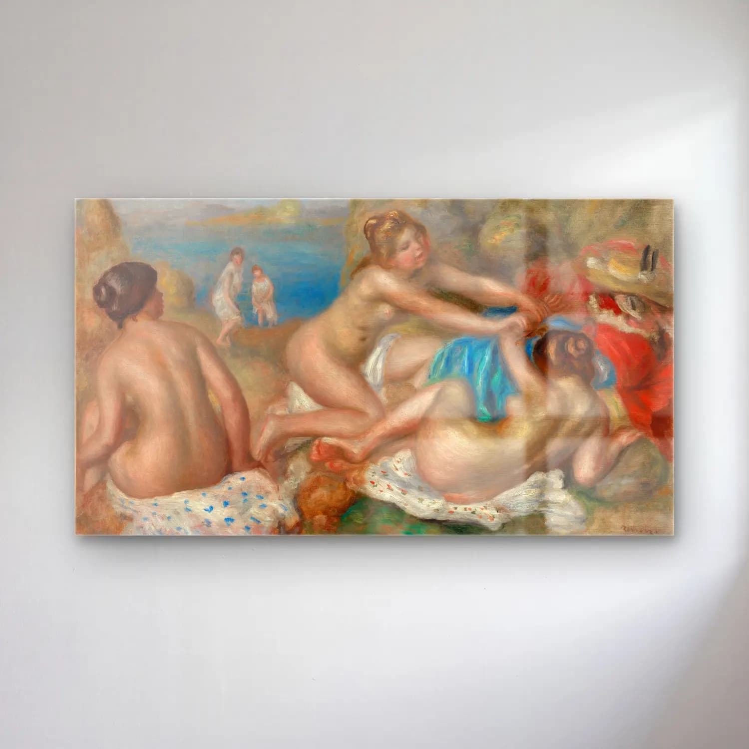 Pierre-Auguste Renoir – Bathers Playing with a Crab cam tablo — Pierre-Auguste Renoir – Bathers Playing with a Crab — empresyonist sahilde i̇nsanlar