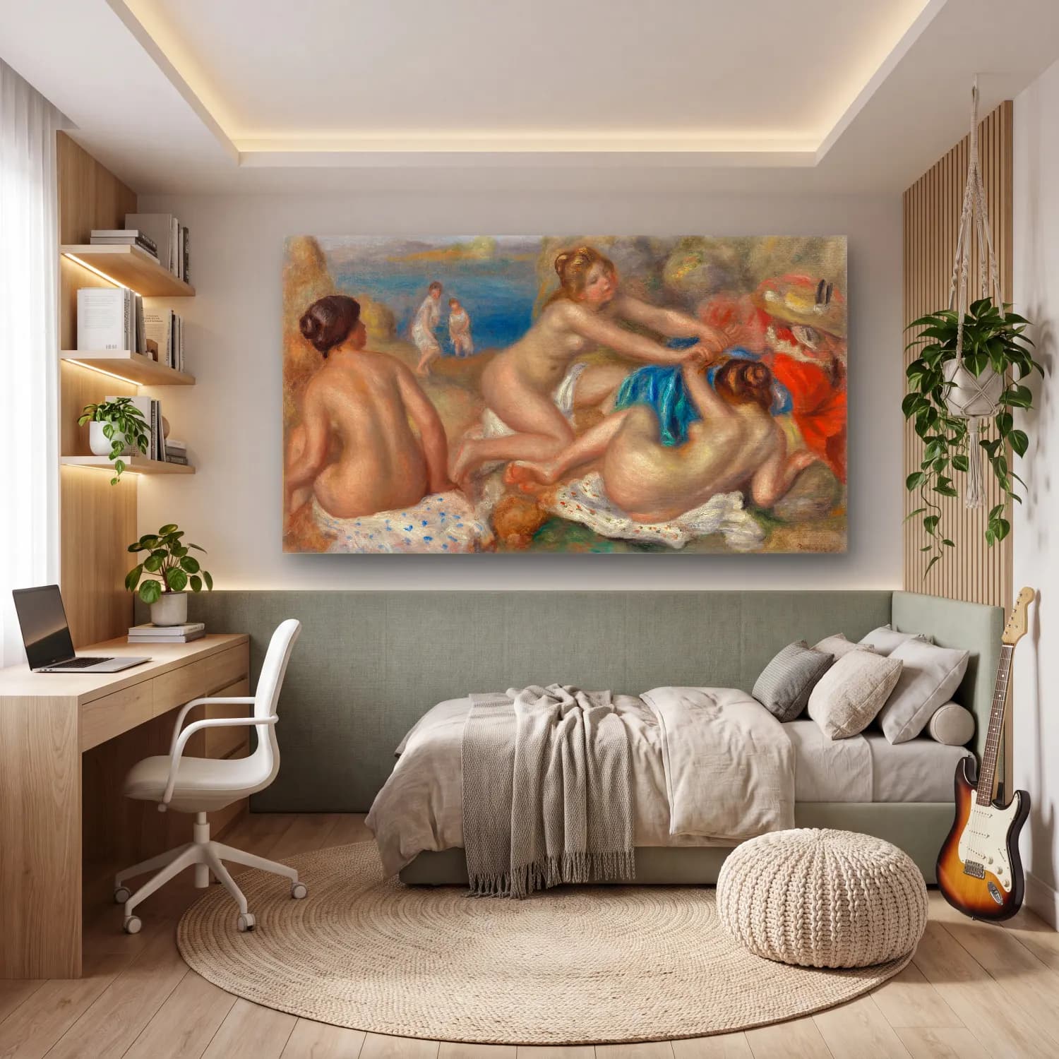 Pierre-Auguste Renoir – Bathers Playing with a Crab cam tablo — genç odasında