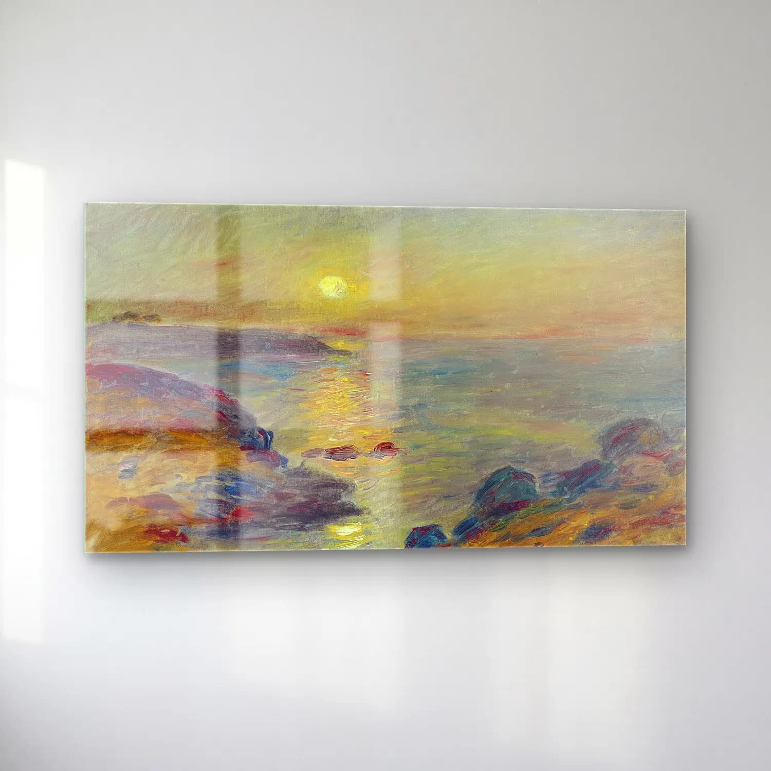 Pierre-Auguste Renoir – Coucher de soleil à Douarnenez cam tablo — sol açıdan görünüm