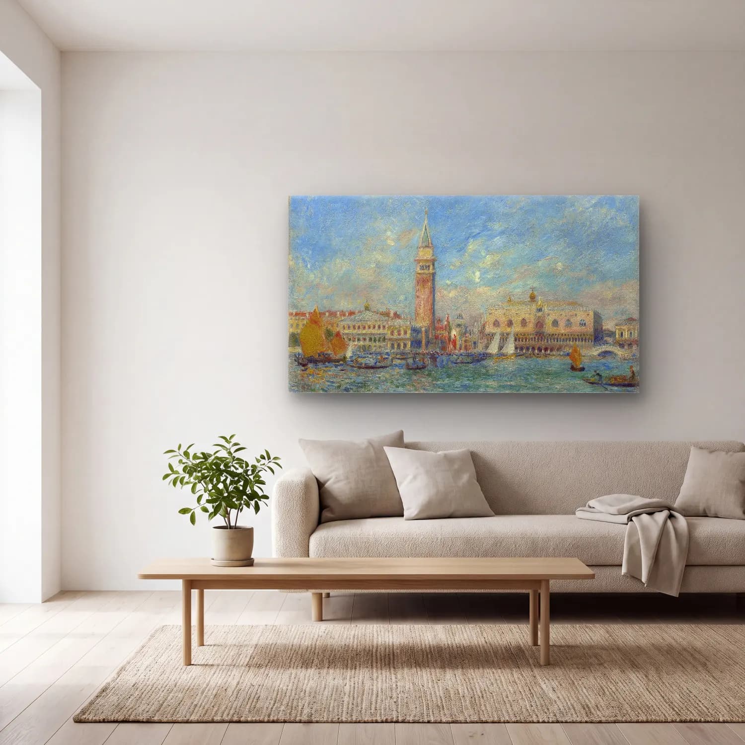Pierre-Auguste Renoir – Doges Palace, Venice cam tablo — açık renk salonda