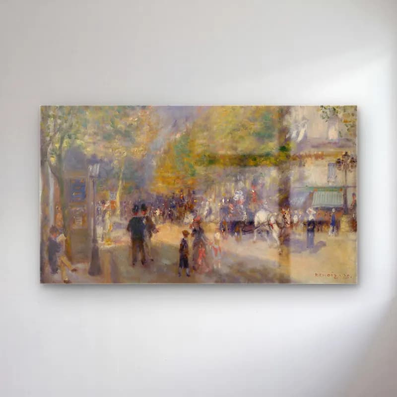 Pierre-Auguste Renoir – Grande Boulevards cam tablo — Pierre-Auguste Renoir – Grande Boulevards — empresyonist kalabalık cadde