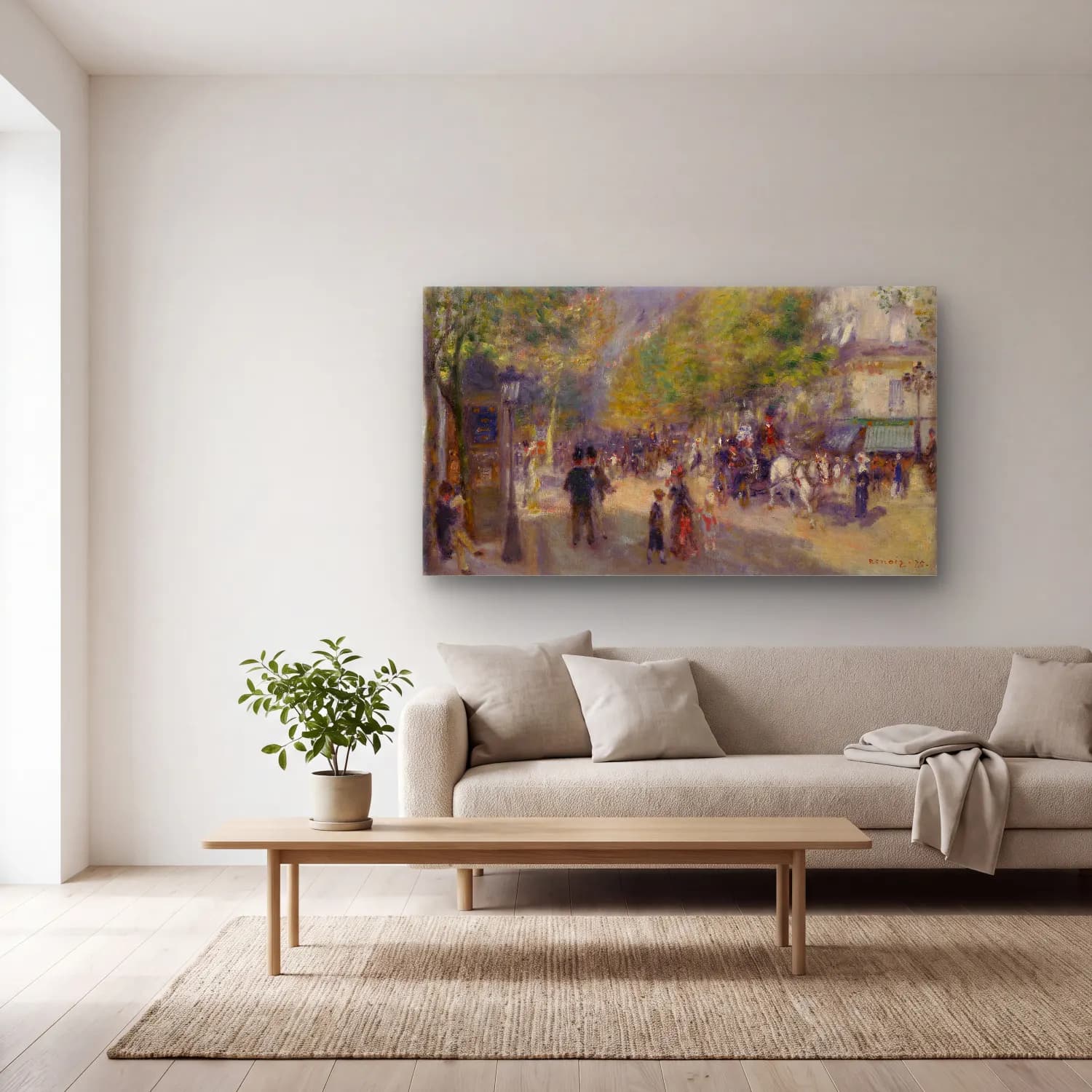 Pierre-Auguste Renoir – Grande Boulevards cam tablo — açık renk salonda