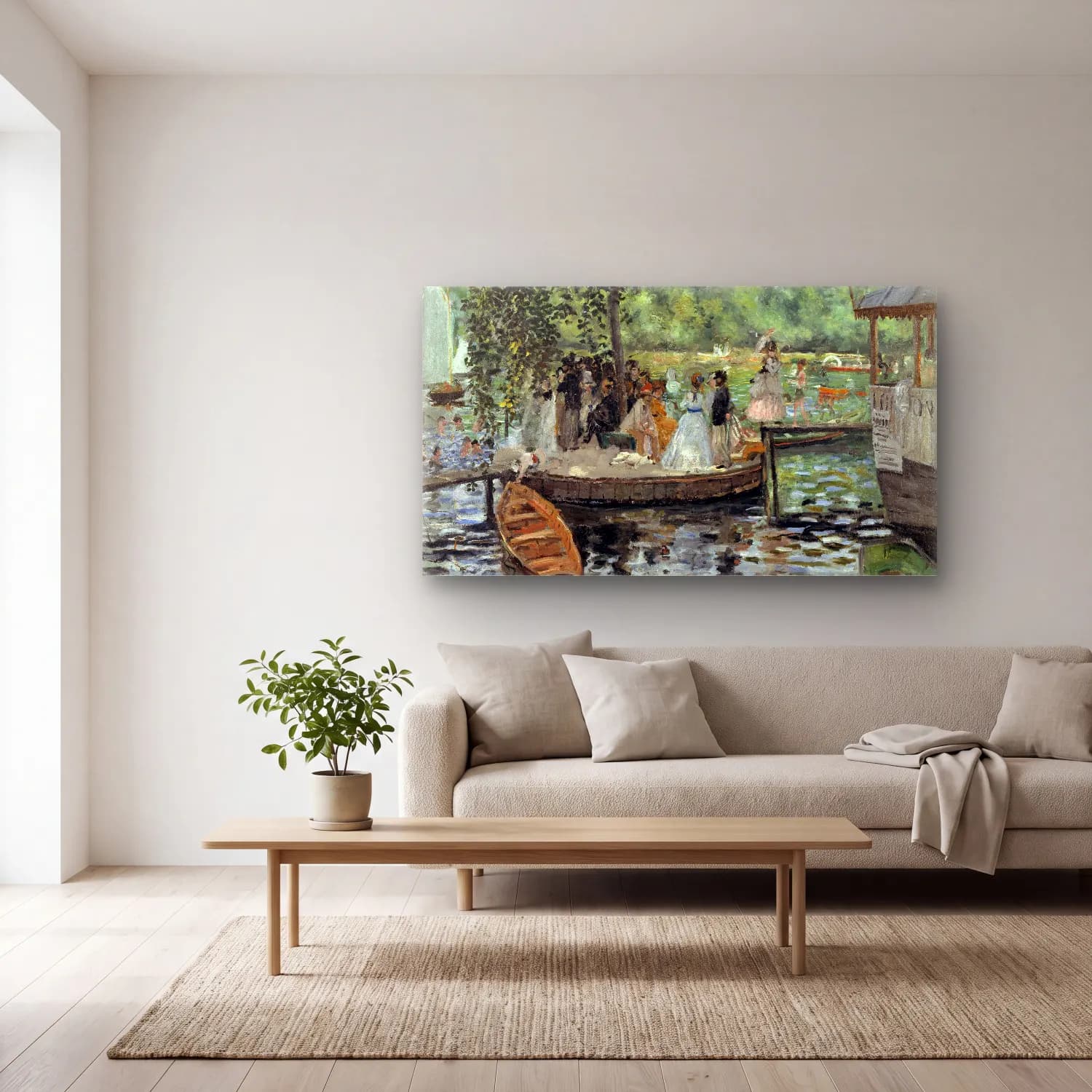 Pierre-Auguste Renoir – La Grenouillere cam tablo — açık renk salonda