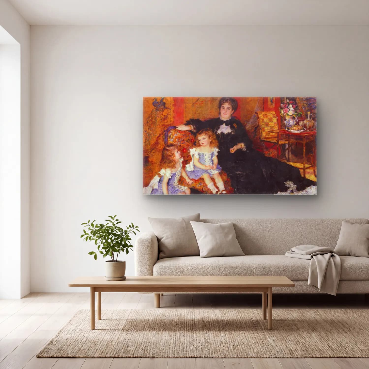 Pierre-Auguste Renoir – Madame Charpentier and her children cam tablo — açık renk salonda