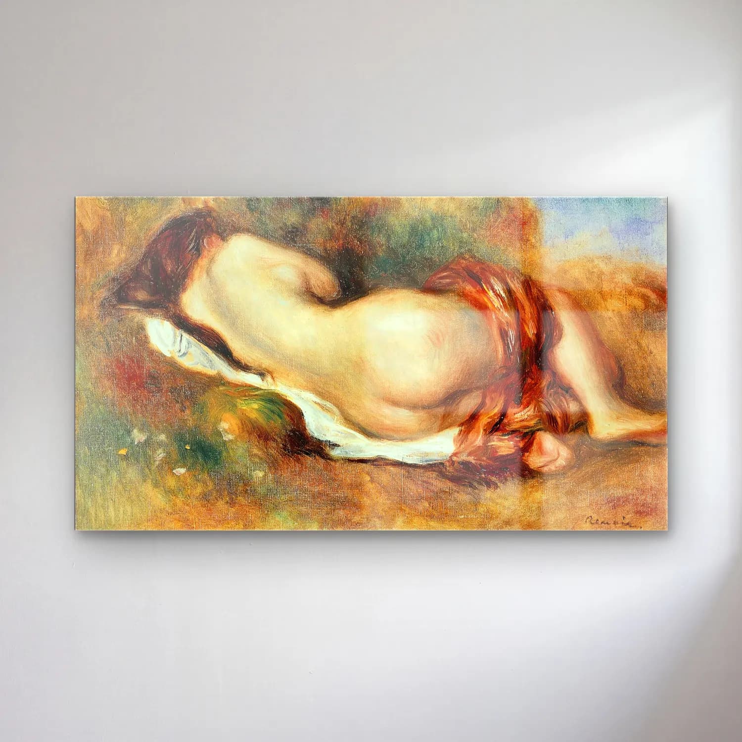 Pierre-Auguste Renoir – Nu couché cam tablo — Pierre-Auguste Renoir – Nu couché — empresyonist figür çalışması