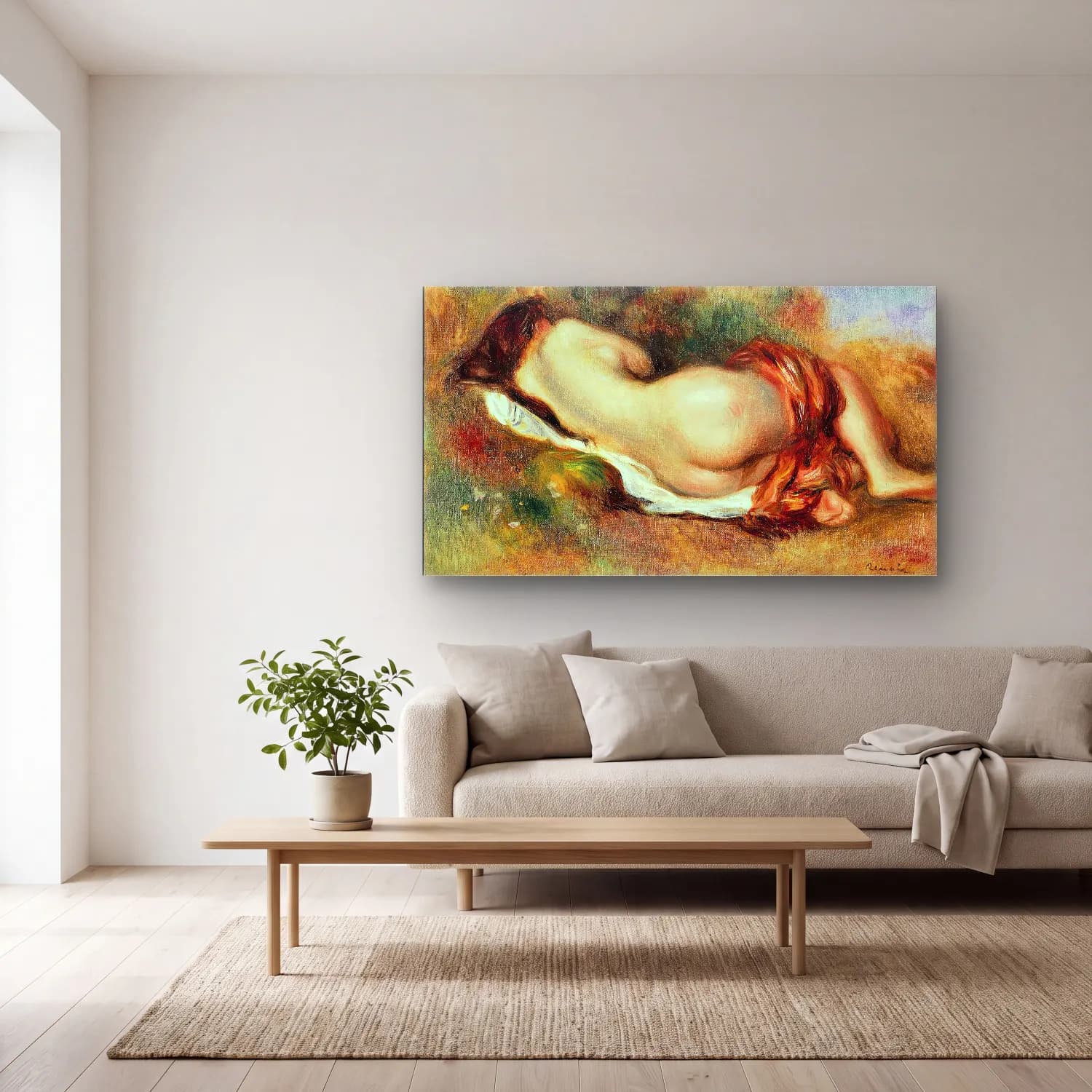 Pierre-Auguste Renoir – Nu couché cam tablo — açık renk salonda