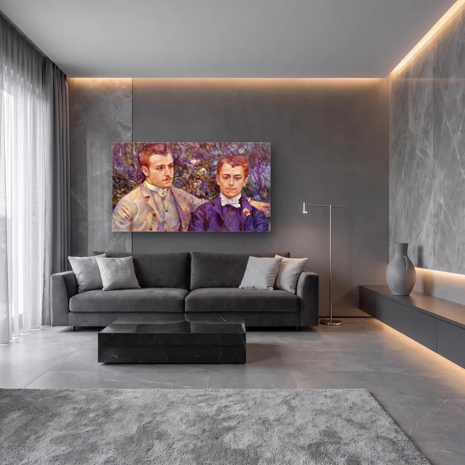 Pierre-Auguste Renoir – Portrait Charles & Georges Durand-Ruel cam tablo — lüks salon duvarında