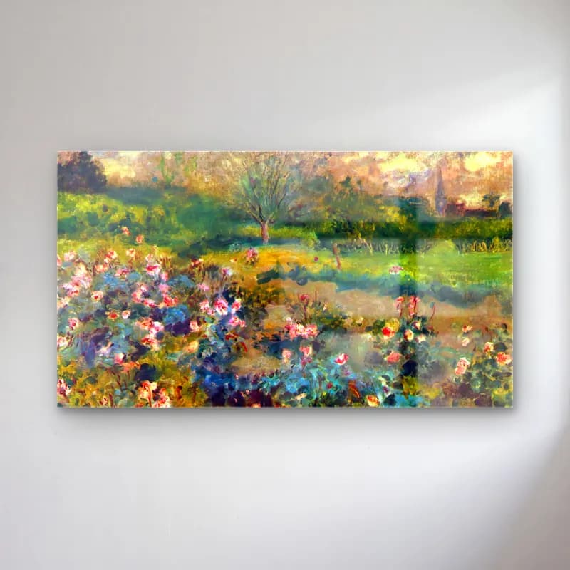 Pierre-Auguste Renoir – Rose grove cam tablo — Pierre-Auguste Renoir – Rose grove — empresyonist çiçek bahçesi