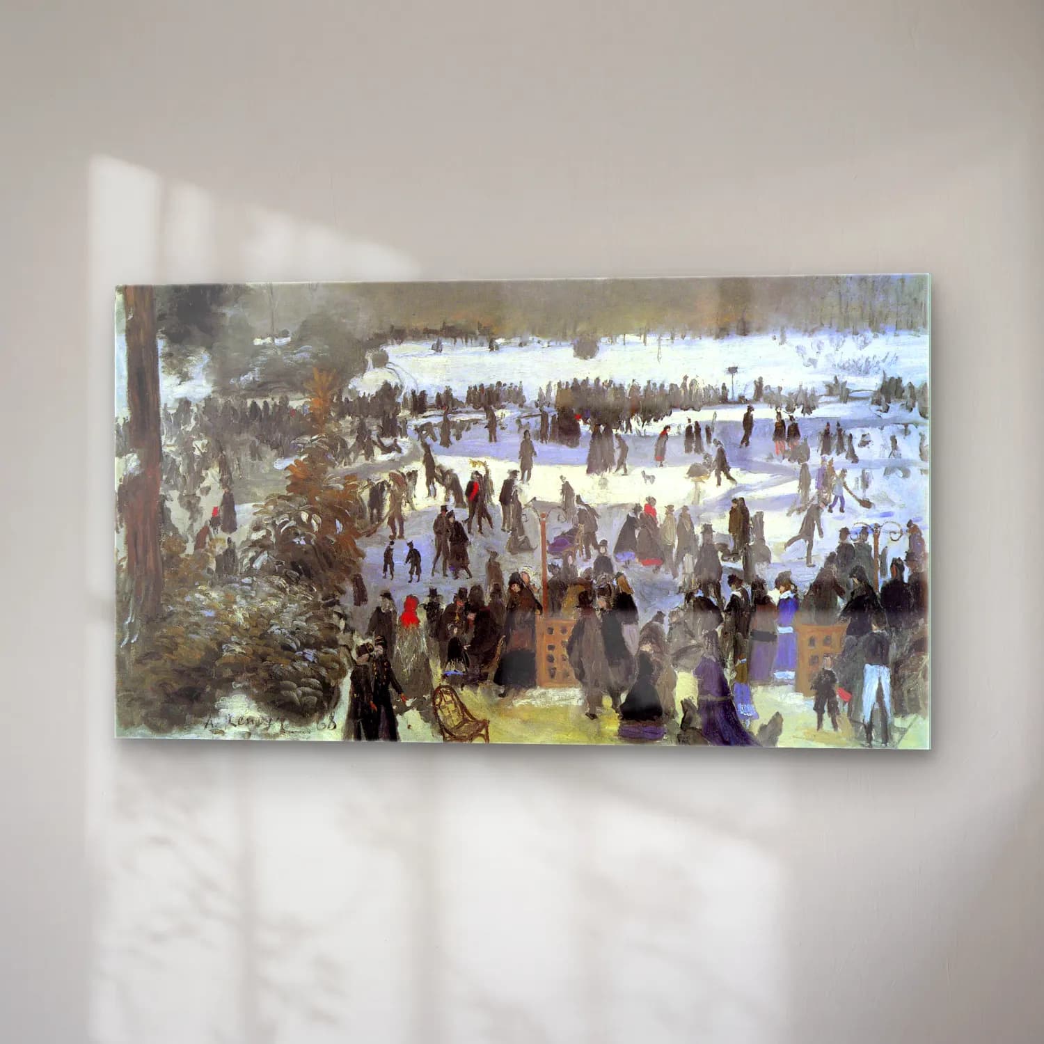 Pierre-Auguste Renoir – Skating runners in the Bois de Bologne cam tablo — sağ açıdan görünüm