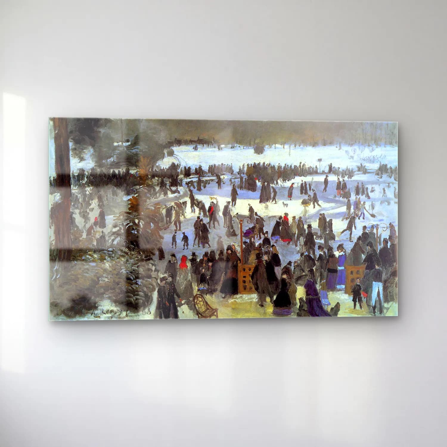 Pierre-Auguste Renoir – Skating runners in the Bois de Bologne cam tablo — sol açıdan görünüm