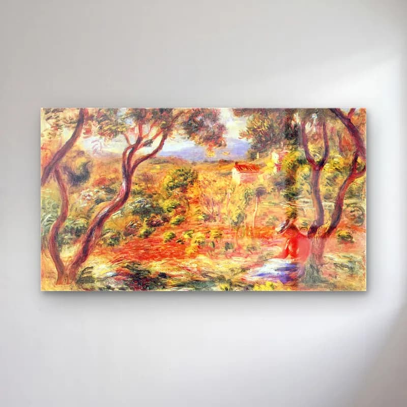 Pierre-Auguste Renoir – Vines at Cagnes cam tablo — Pierre-Auguste Renoir – Vines at Cagnes — empresyonist kır evi