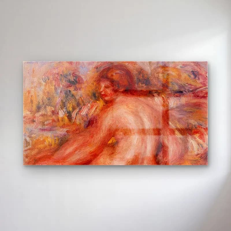 Pierre-Auguste Renoir – after bathing seated female nude cam tablo — Pierre-Auguste Renoir – after bathing seated female nude — empresyonist figür çalışması