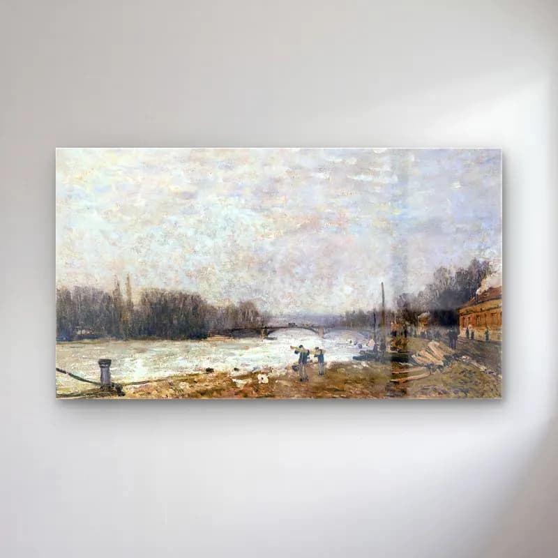 Alfred Sisley – After the Debacle, the Seine at Pont de Suresnes cam tablo — Alfred Sisley – After the Debacle, the Seine at Pont de Suresnes — empresyonist kırda nehir