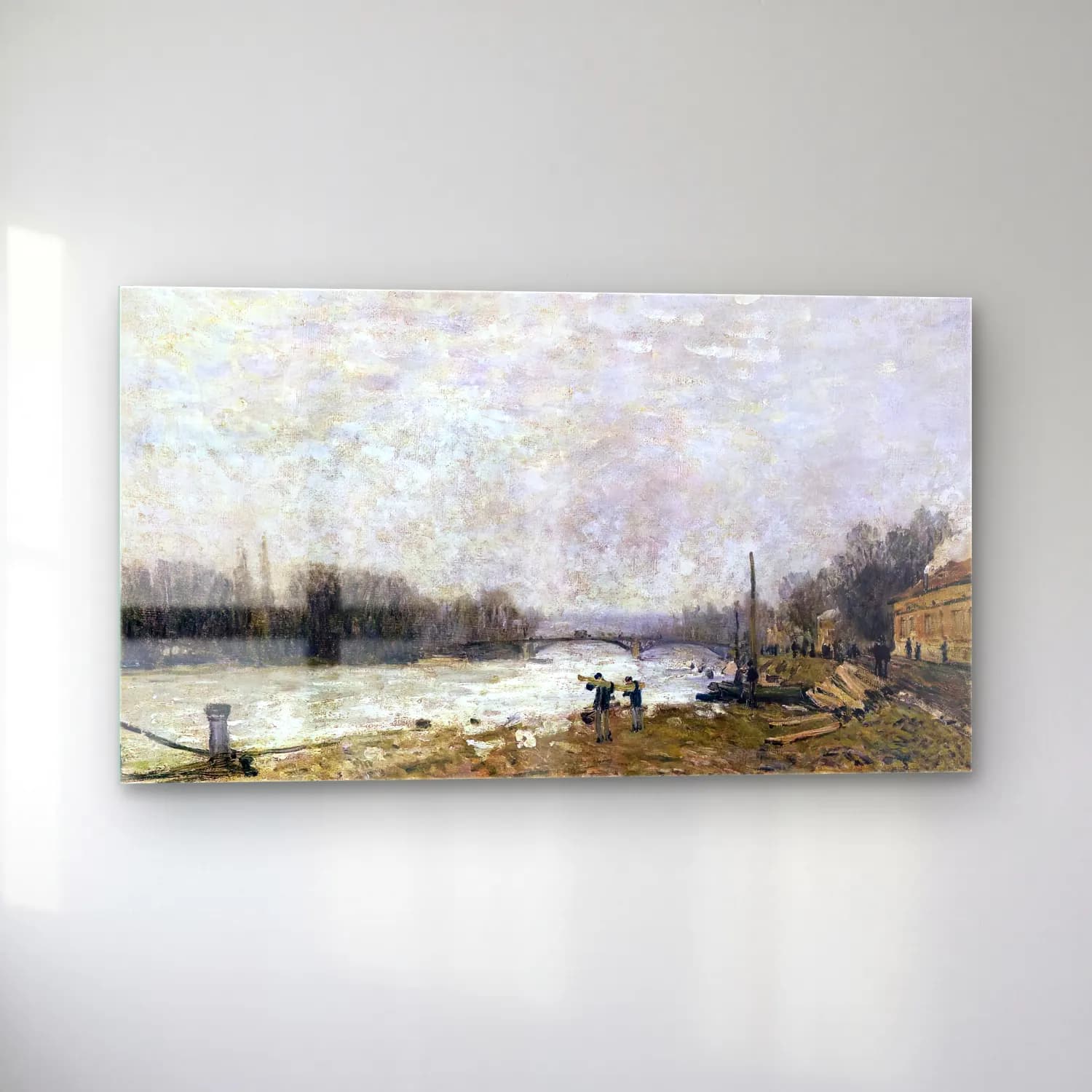 Alfred Sisley – After the Debacle, the Seine at Pont de Suresnes cam tablo — sol açıdan görünüm