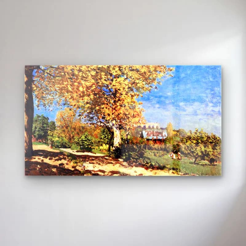 Alfred Sisley – Landscape at Louveciennes cam tablo — Alfred Sisley – Landscape at Louveciennes — empresyonist kır evi