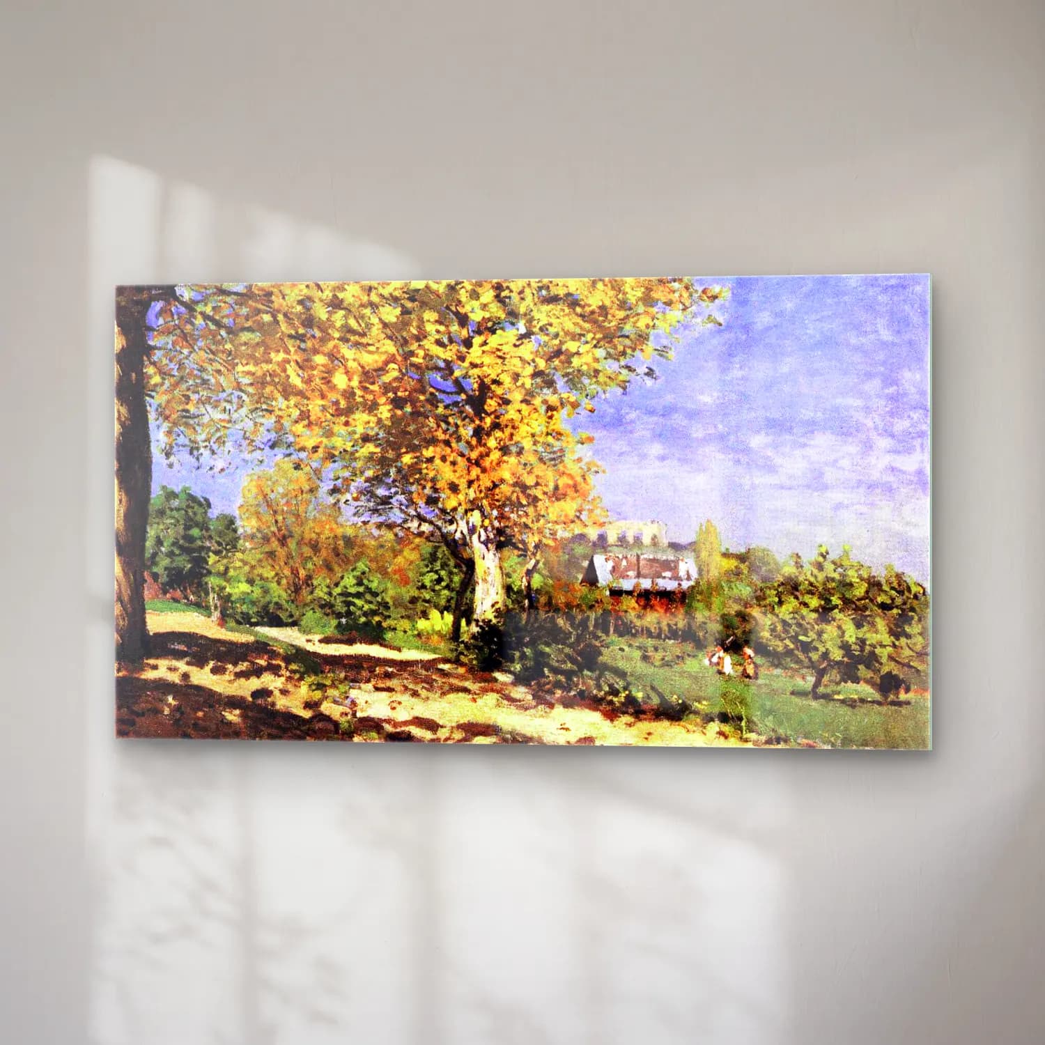 Alfred Sisley – Landscape at Louveciennes cam tablo — sağ açıdan görünüm