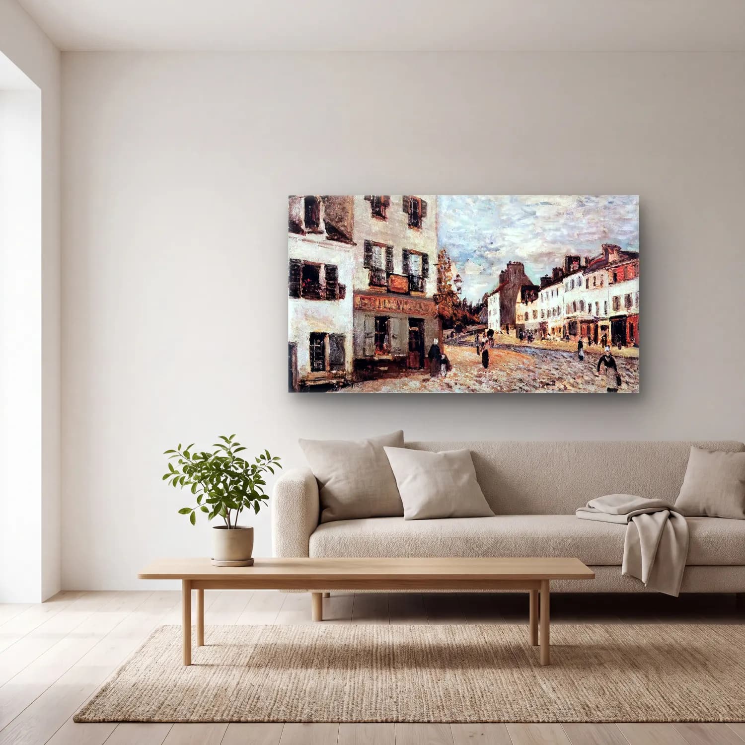 Alfred Sisley – Marketplace at Marly cam tablo — açık renk salonda