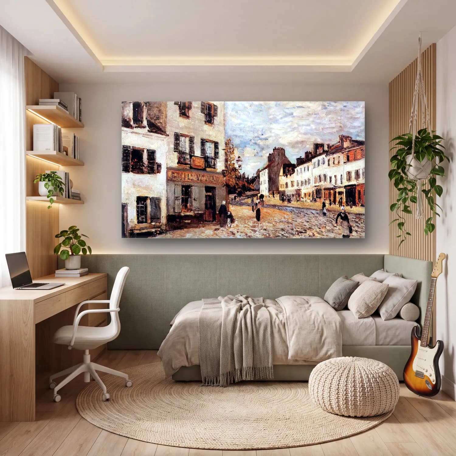 Alfred Sisley – Marketplace at Marly cam tablo — genç odasında
