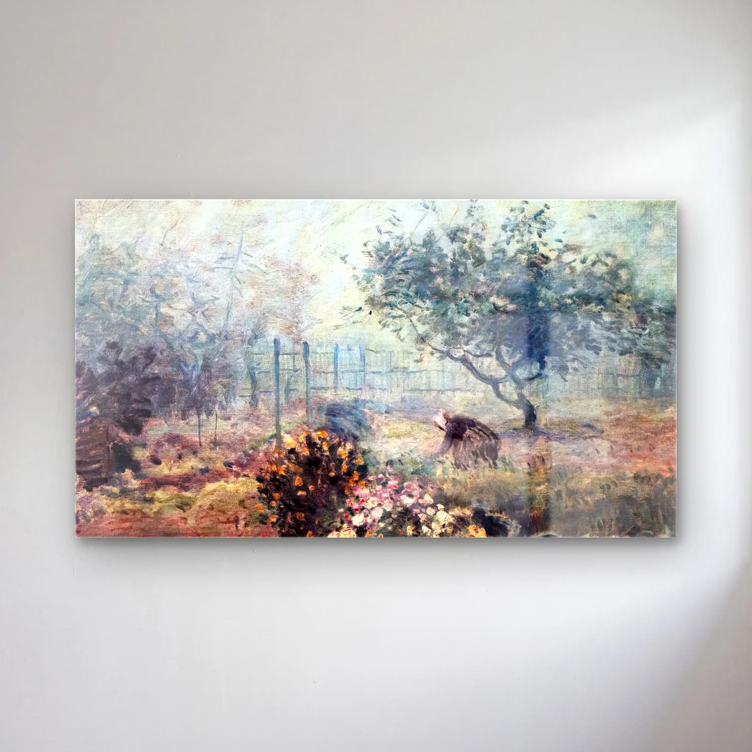 Alfred Sisley – Mist cam tablo — Alfred Sisley – Mist — empresyonist çiçek bahçesi
