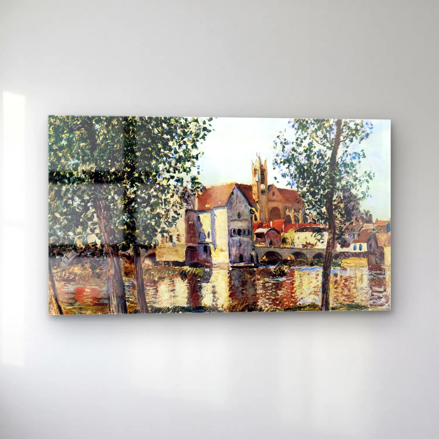 Alfred Sisley – Moret-sur-Loing in Morning Sun cam tablo — sol açıdan görünüm