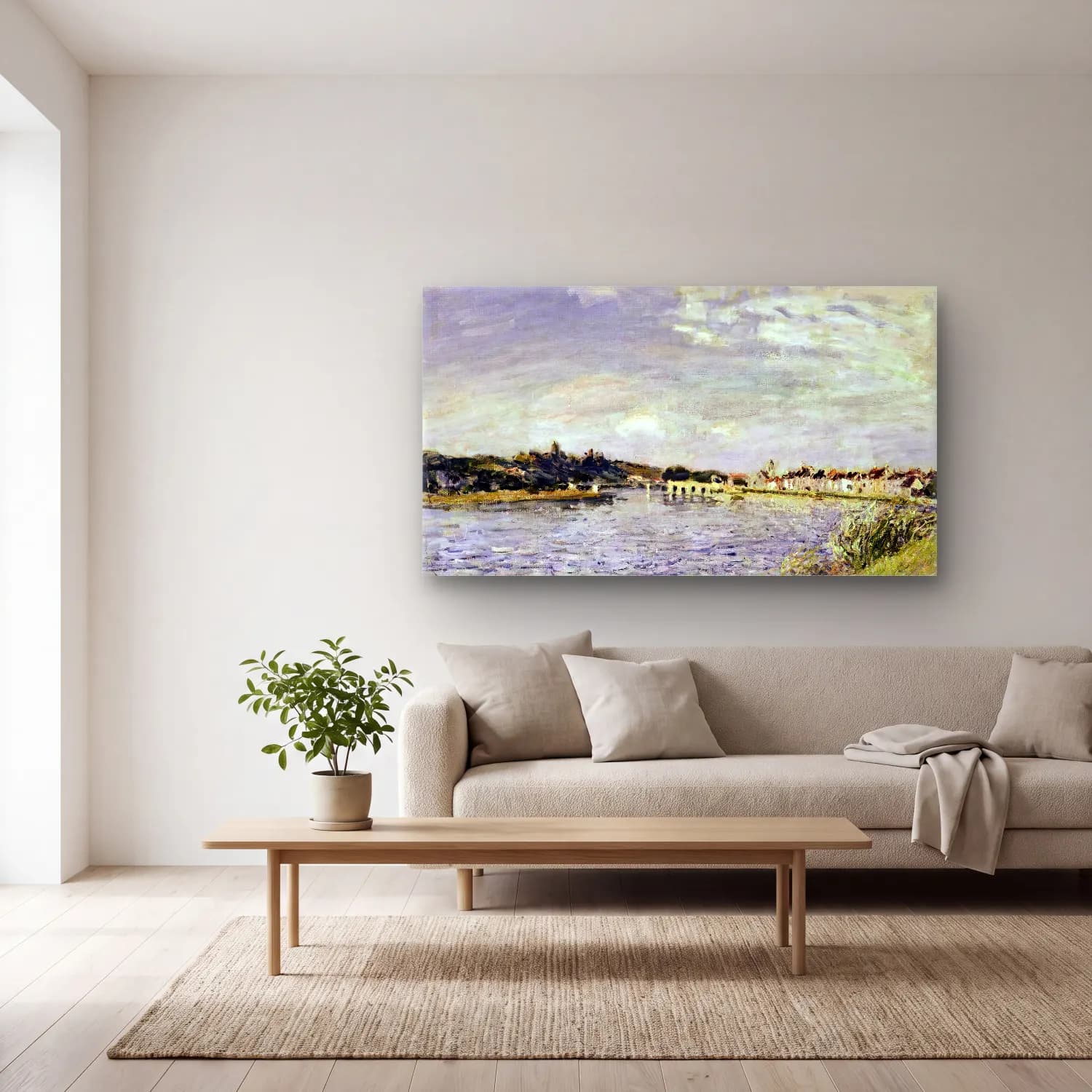 Alfred Sisley – Saint-Mammès-sur-le-Loing cam tablo — açık renk salonda