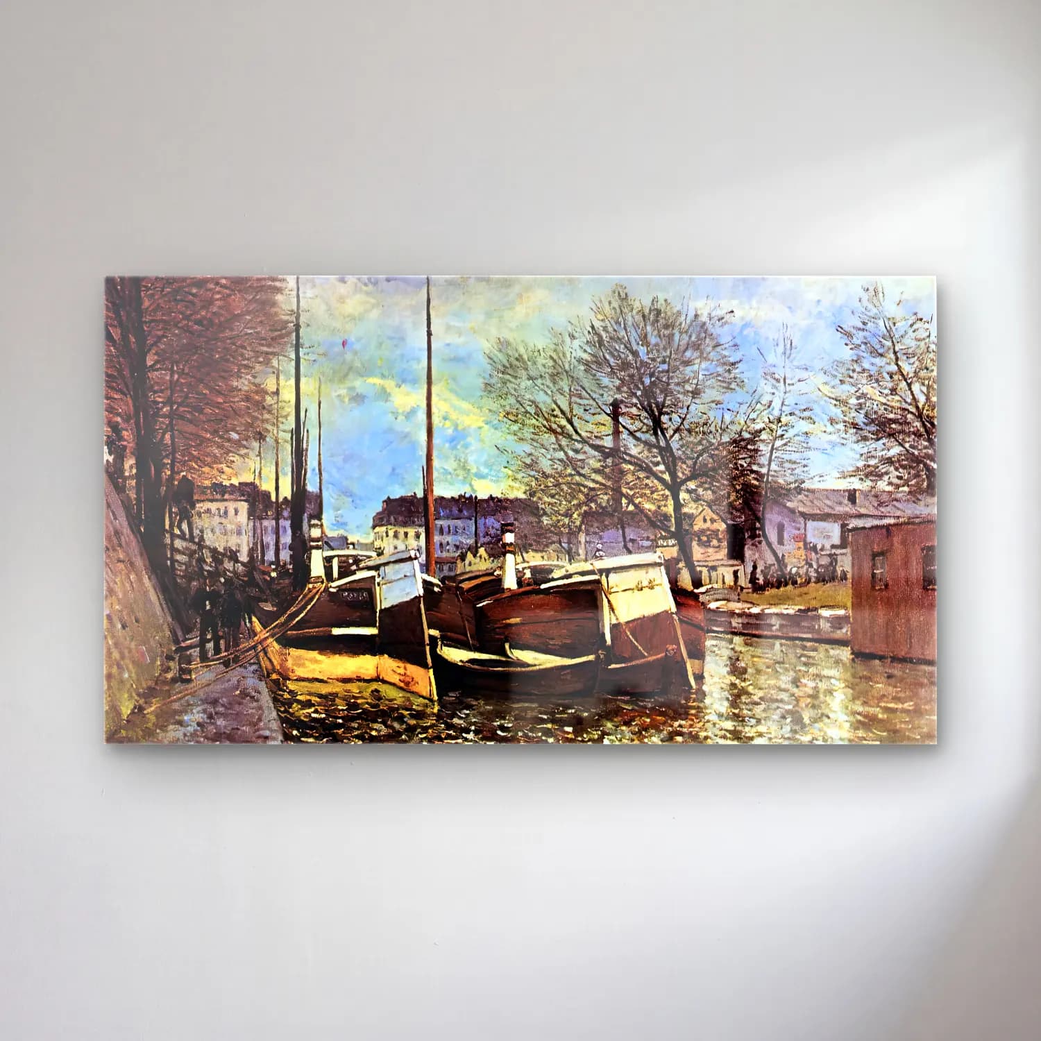 Alfred Sisley – Saint-Martin Canal in Paris cam tablo — Alfred Sisley – Saint-Martin Canal in Paris — empresyonist liman ve tekneler