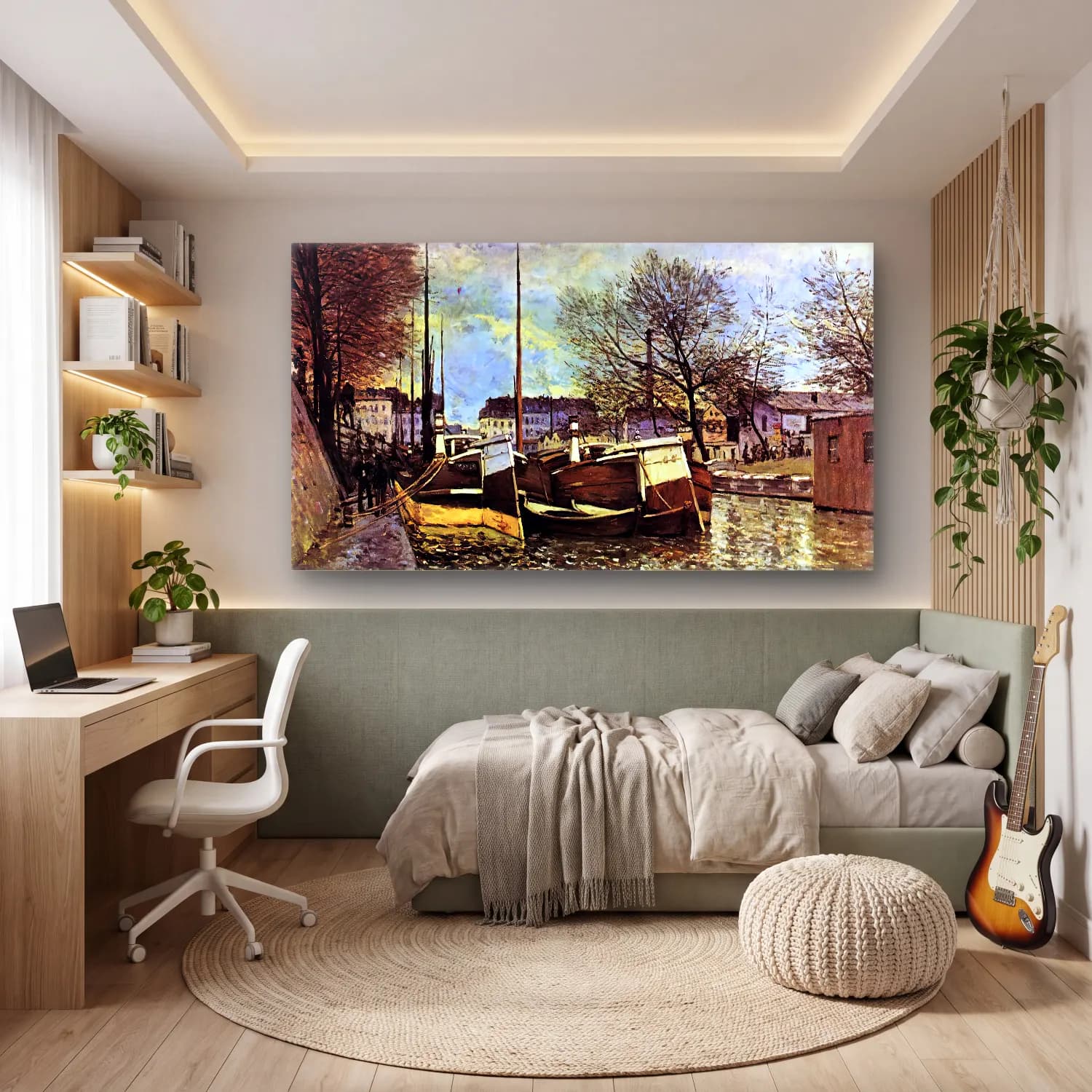Alfred Sisley – Saint-Martin Canal in Paris cam tablo — genç odasında