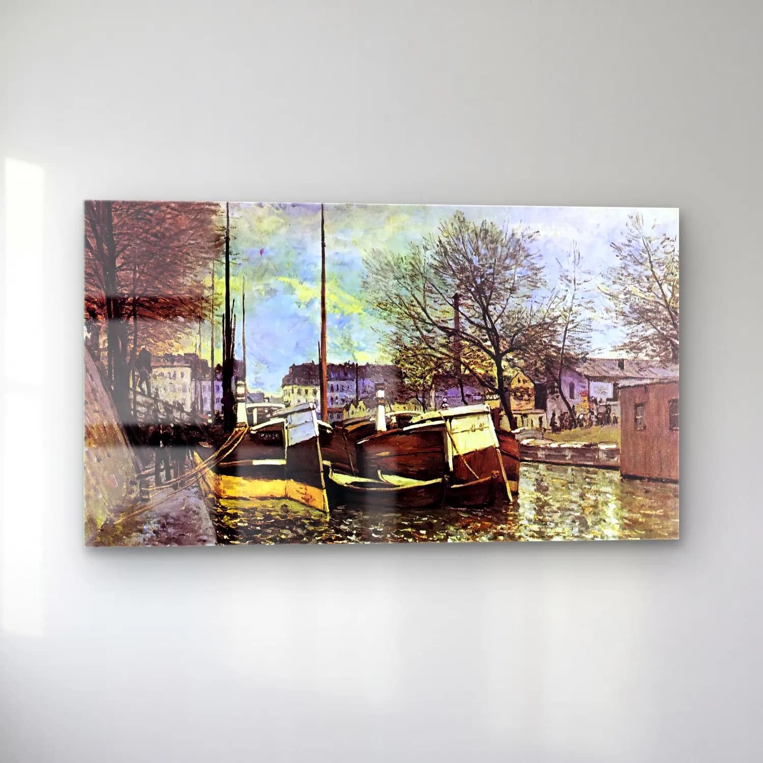 Alfred Sisley – Saint-Martin Canal in Paris cam tablo — sol açıdan görünüm