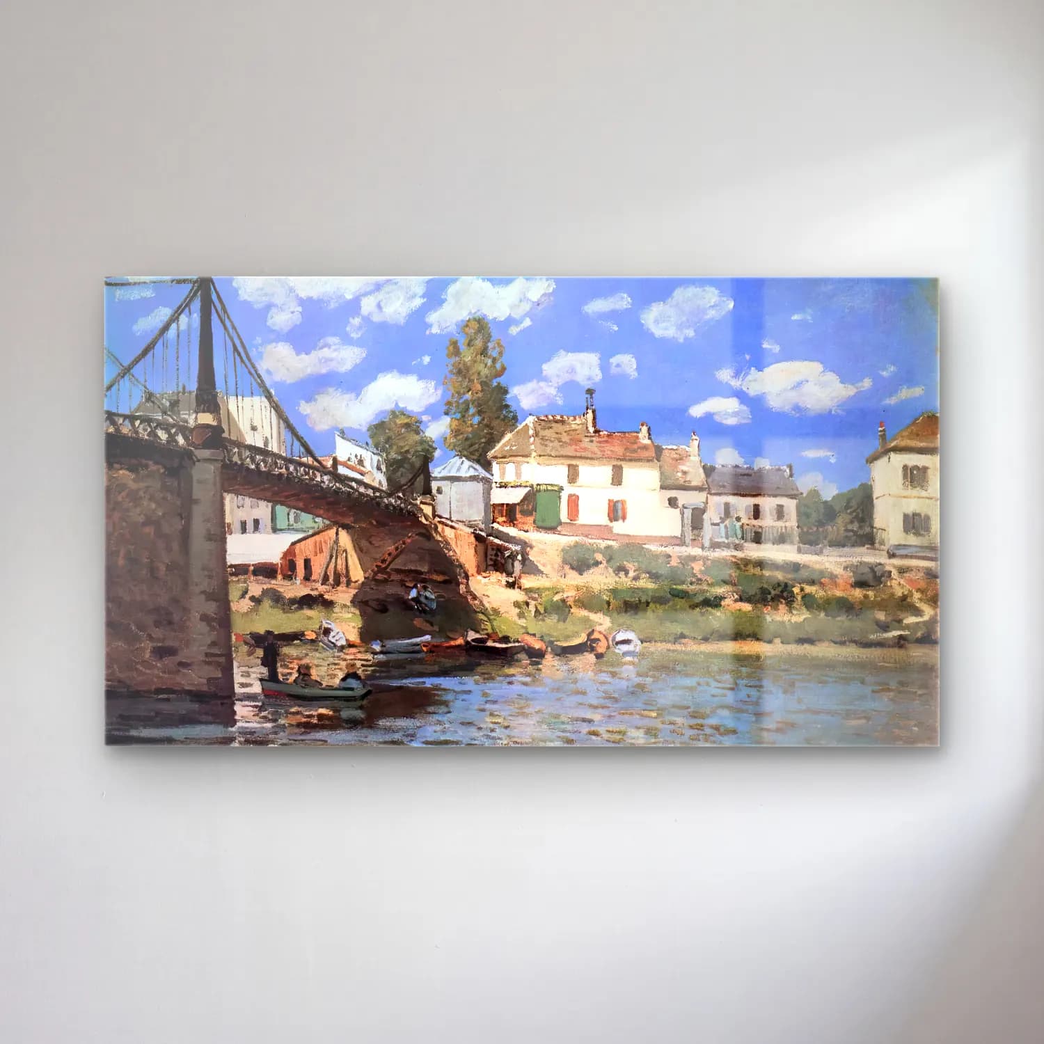 Alfred Sisley – The Bridge at Villeneuve-la-Garenne cam tablo — Alfred Sisley – The Bridge at Villeneuve-la-Garenne — empresyonist liman ve tekneler