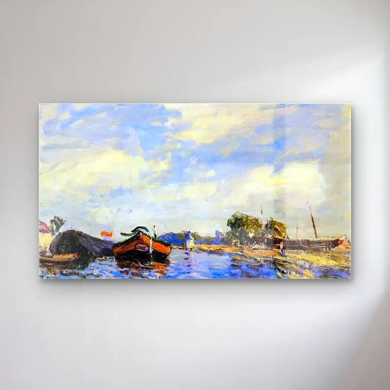 Alfred Sisley – The Canal at St. Mammes cam tablo — Alfred Sisley – The Canal at St. Mammes — empresyonist liman ve tekneler