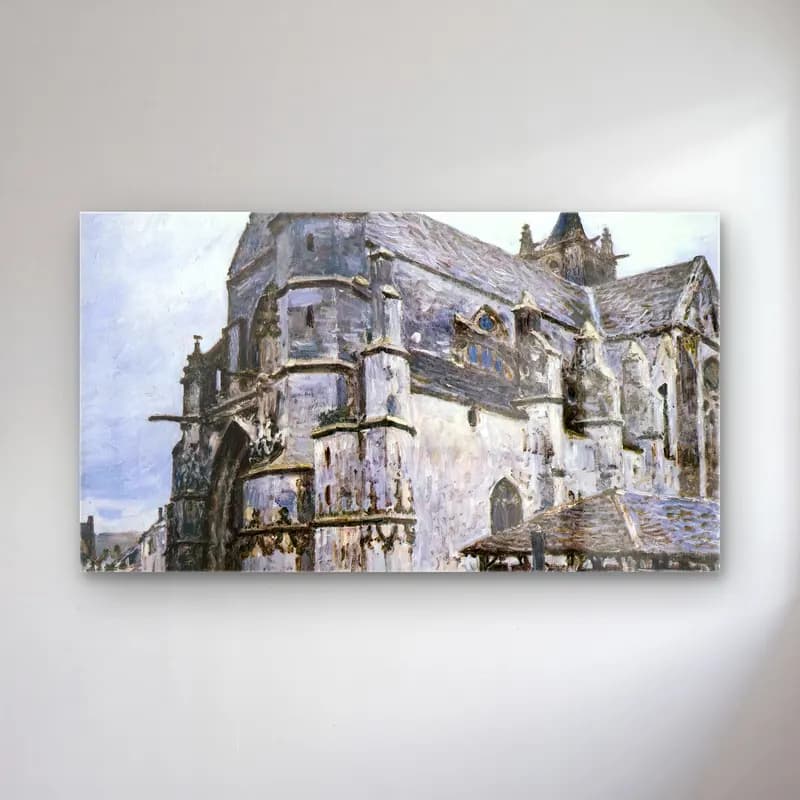 Alfred Sisley – The Church at Moret, Rainy Morning cam tablo — Alfred Sisley – The Church at Moret, Rainy Morning — empresyonist katedral