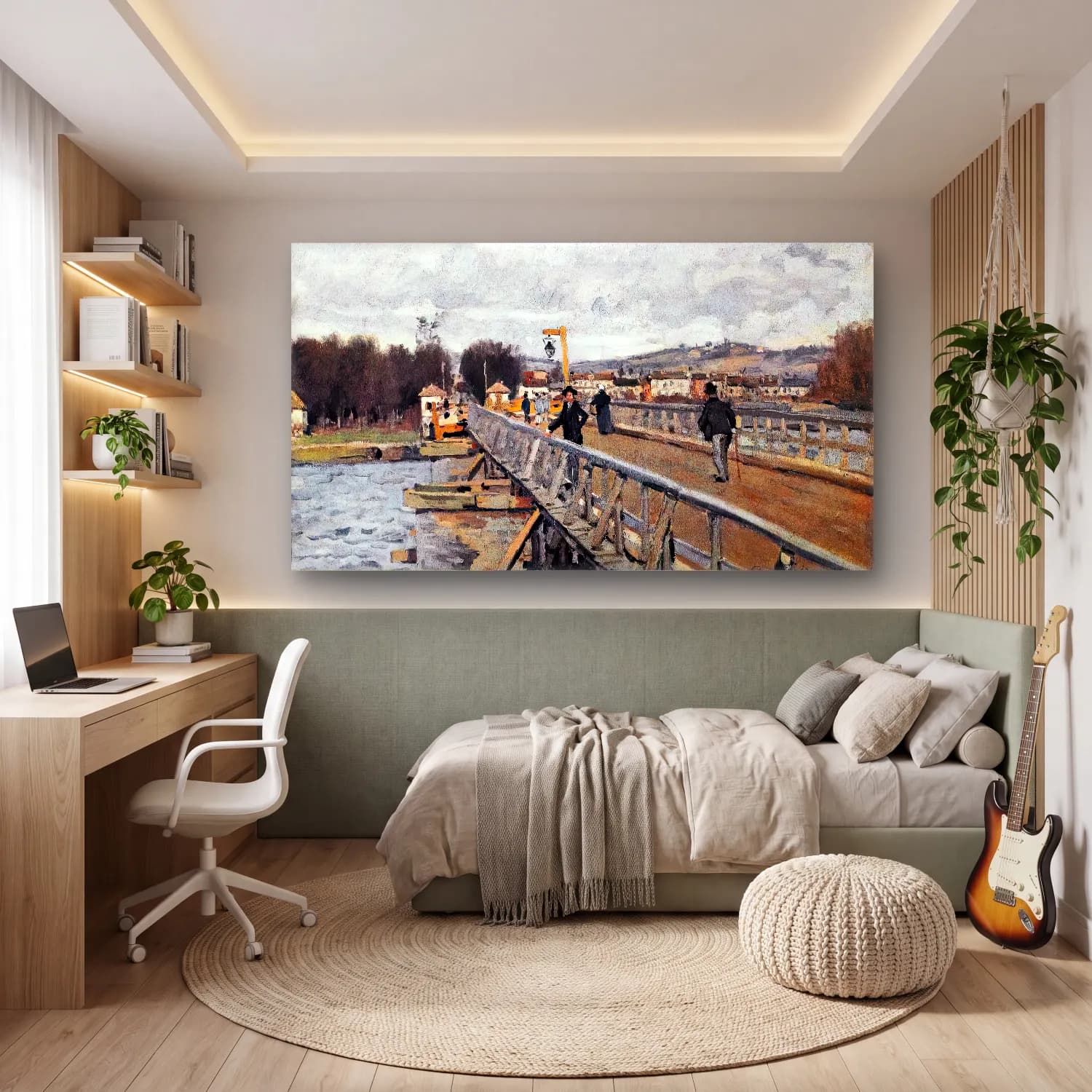 Alfred Sisley – The Footbridge at Argenteuil cam tablo — genç odasında