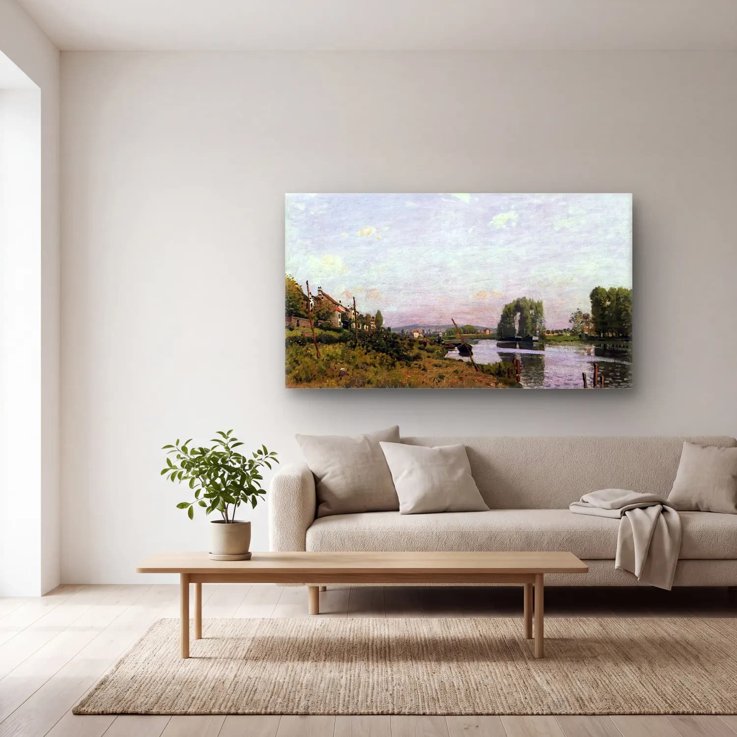 Alfred Sisley – The Island of Saint-Denis cam tablo — açık renk salonda