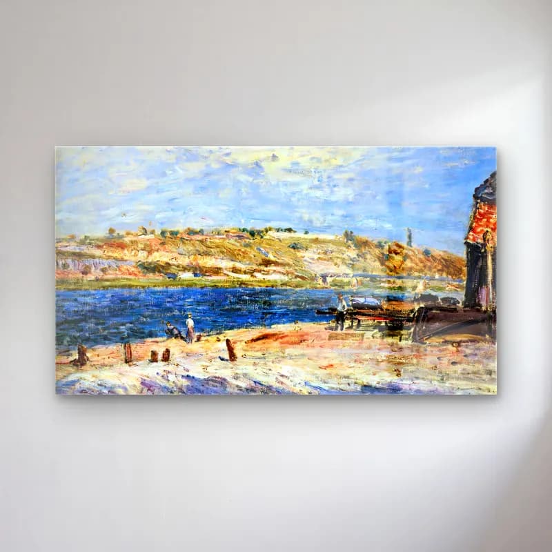 Alfred Sisley – The River Bank at Saint-Mammes cam tablo — Alfred Sisley – The River Bank at Saint-Mammes — empresyonist liman ve tekneler