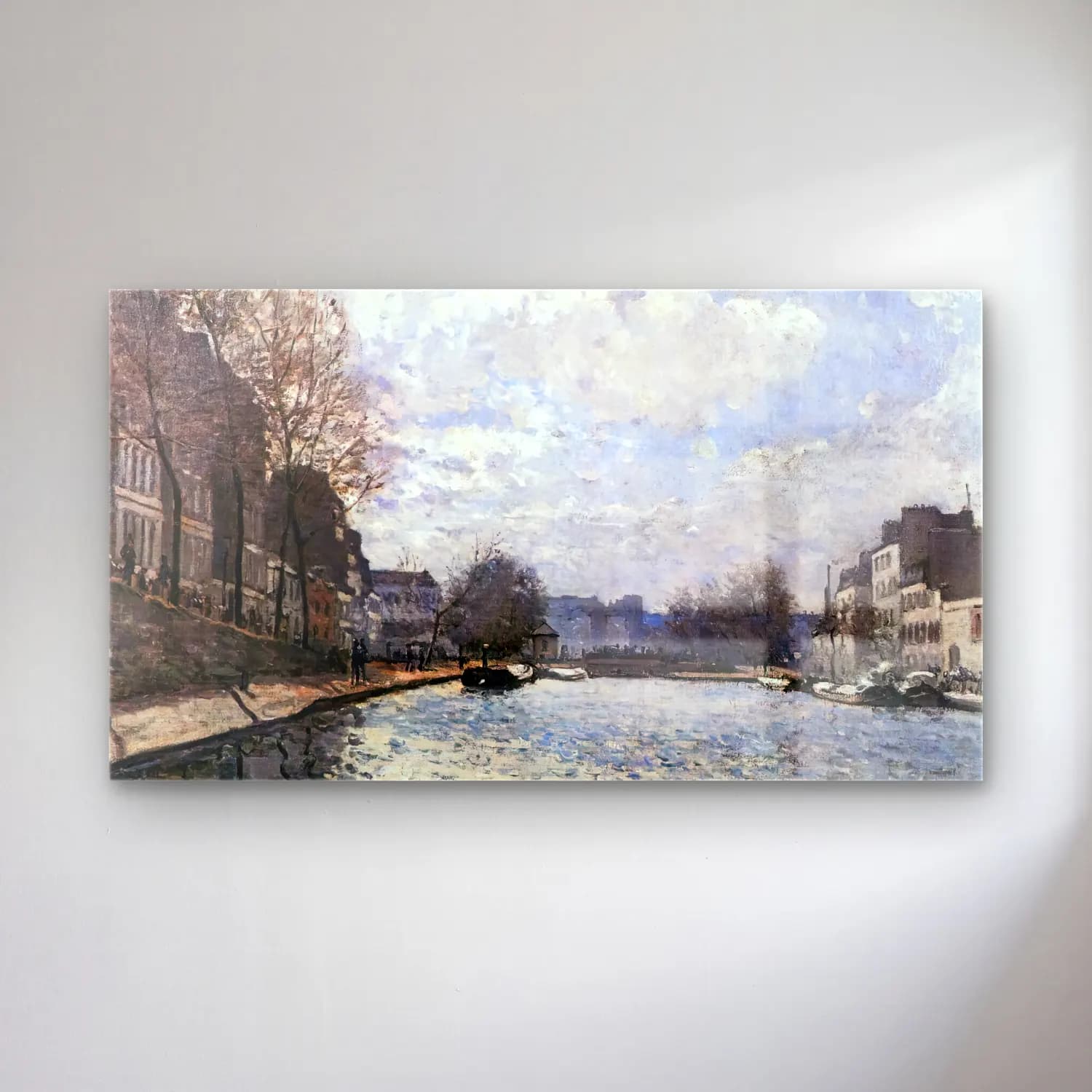 Alfred Sisley – The Saint-Martin Canal in Paris cam tablo — Alfred Sisley – The Saint-Martin Canal in Paris — empresyonist liman ve tekneler