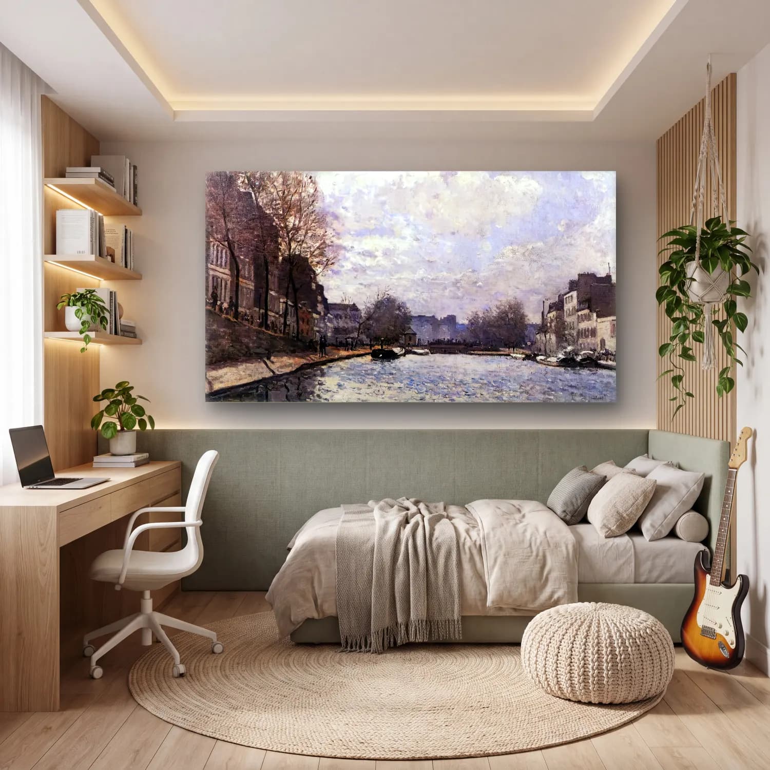 Alfred Sisley – The Saint-Martin Canal in Paris cam tablo — genç odasında