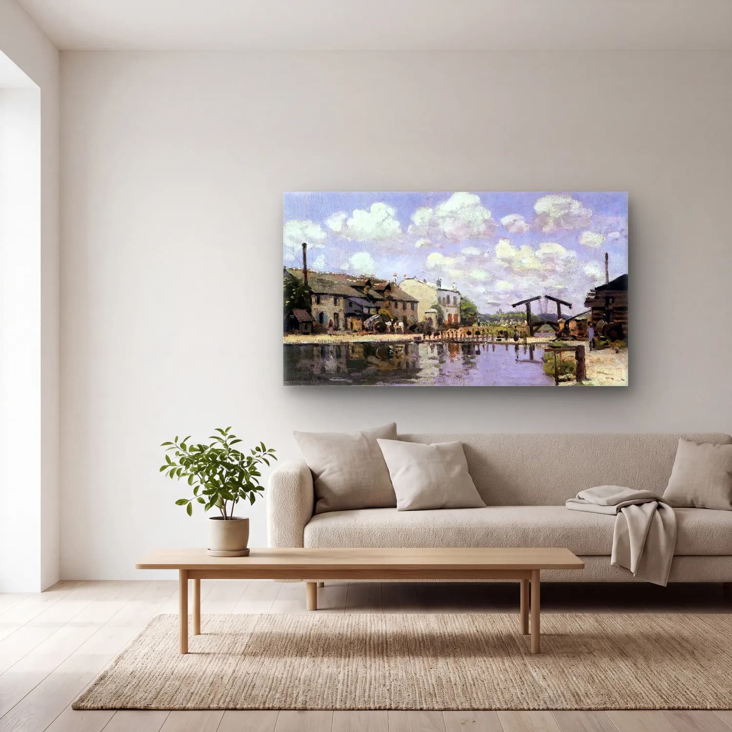 Alfred Sisley – The Saint-Martin Canal cam tablo — açık renk salonda