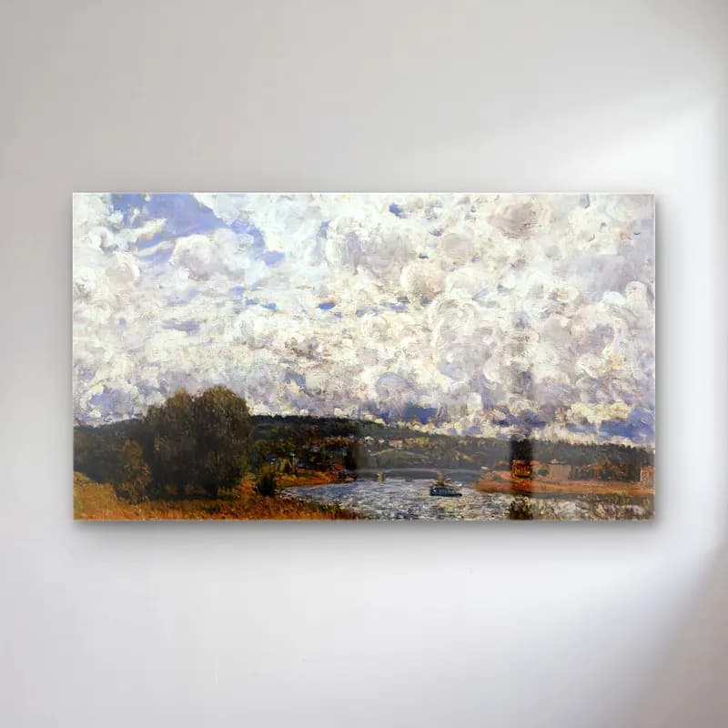 Alfred Sisley – The Seine at Suresnes cam tablo — Alfred Sisley – The Seine at Suresnes — empresyonist bulutlu gökyüzü