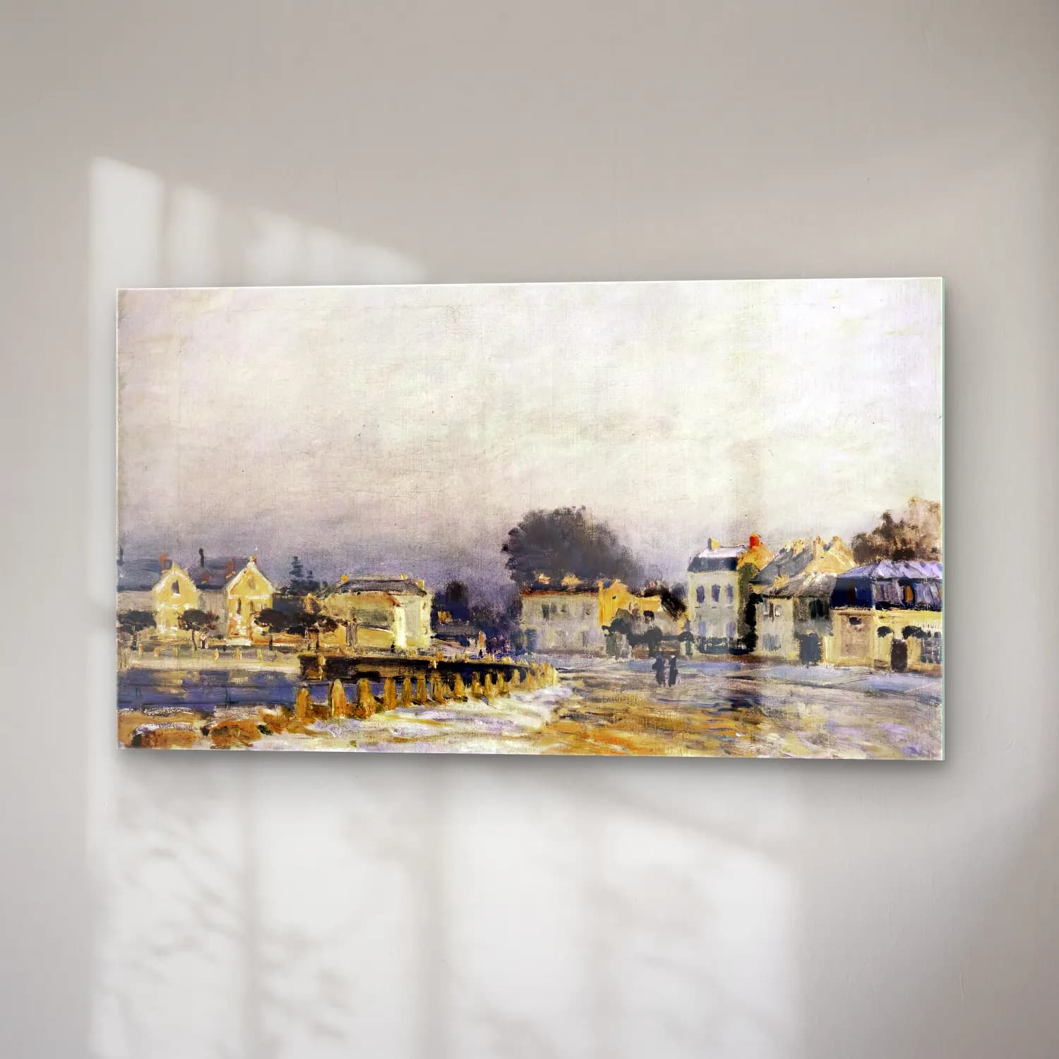 Alfred Sisley – The Watering Place at Mary-le-Roi with Hoarfrost cam tablo — sağ açıdan görünüm