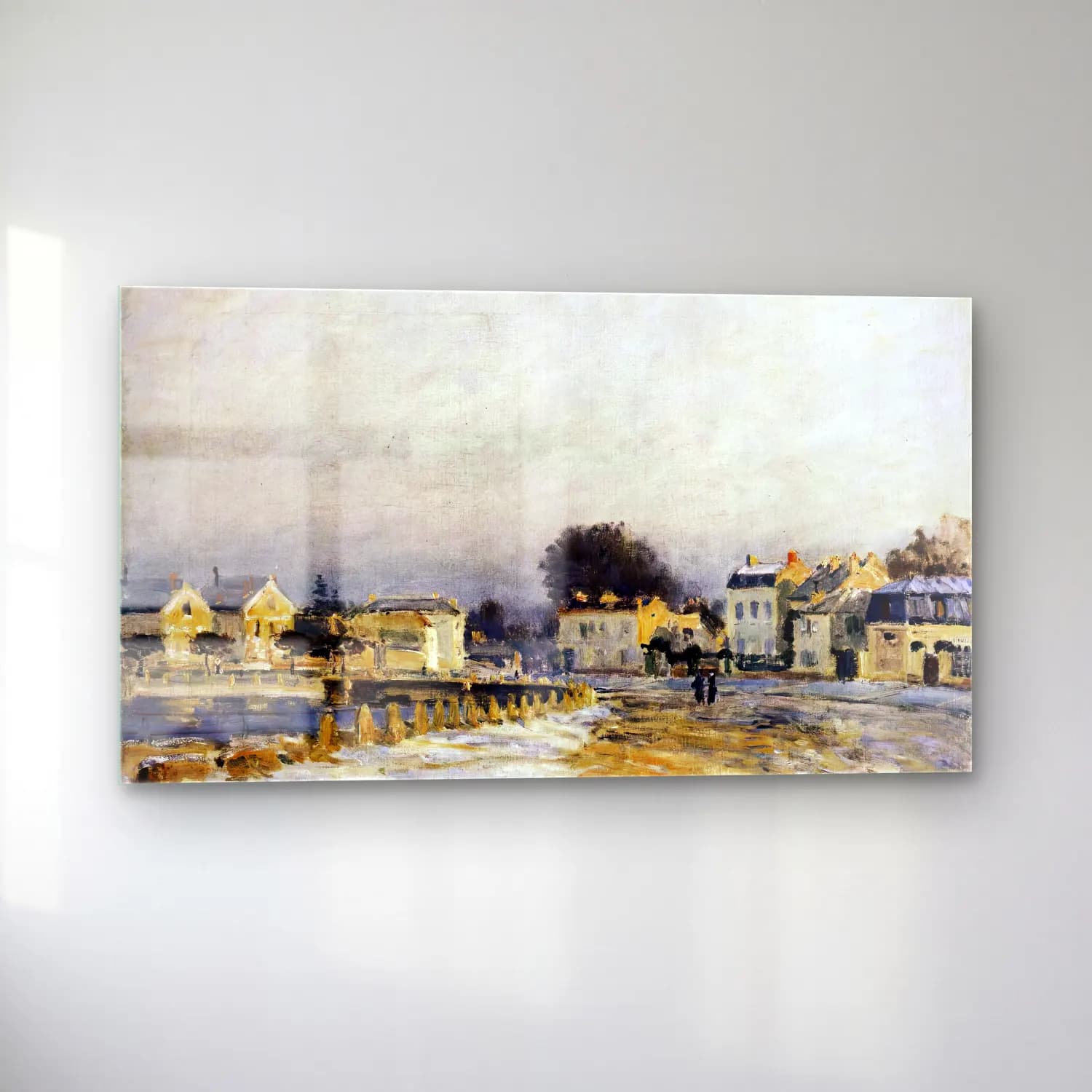 Alfred Sisley – The Watering Place at Mary-le-Roi with Hoarfrost cam tablo — sol açıdan görünüm