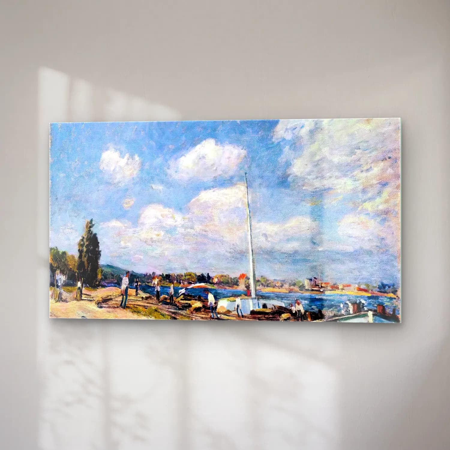 Alfred Sisley – Unloading the Barges at Billancourt cam tablo — sağ açıdan görünüm