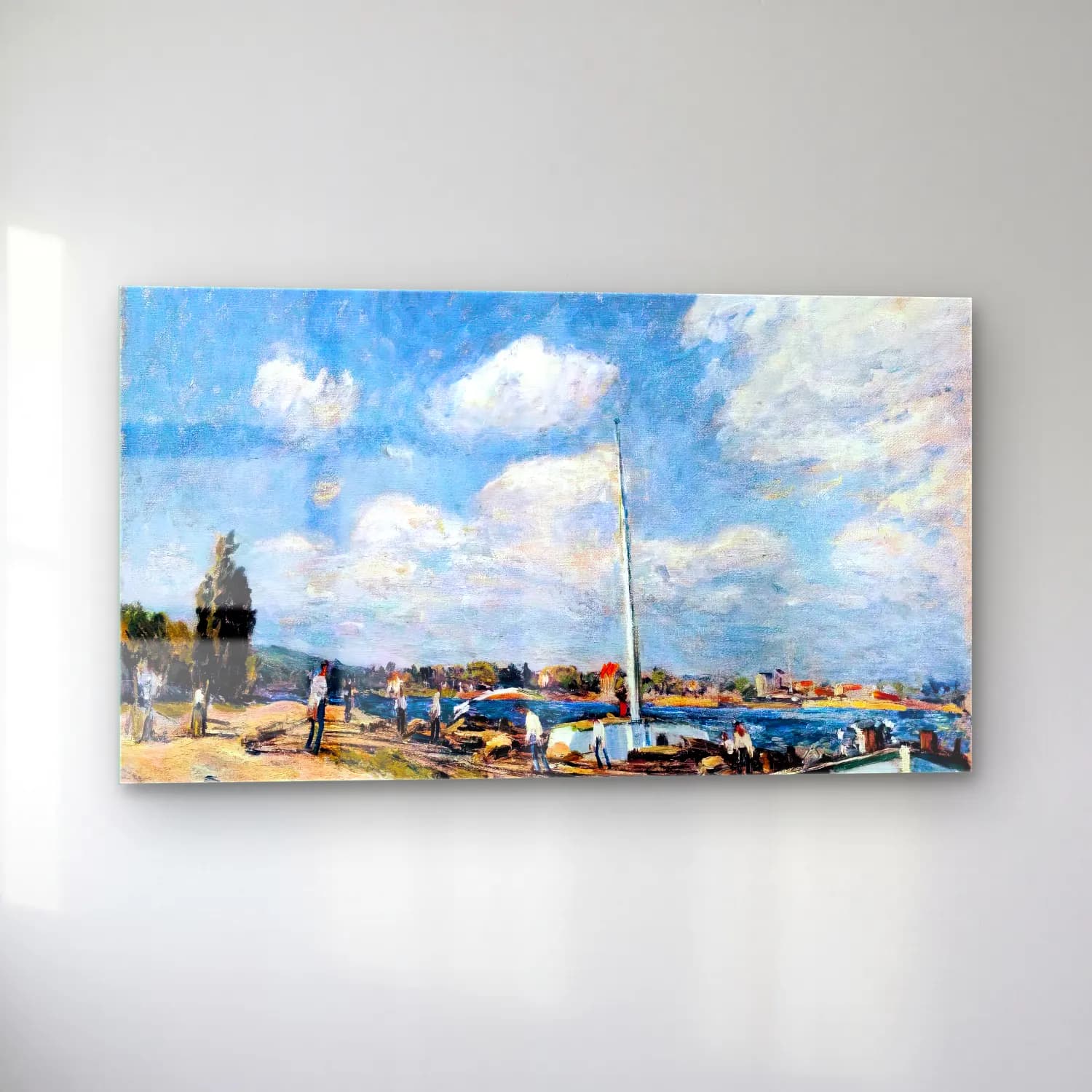 Alfred Sisley – Unloading the Barges at Billancourt cam tablo — sol açıdan görünüm
