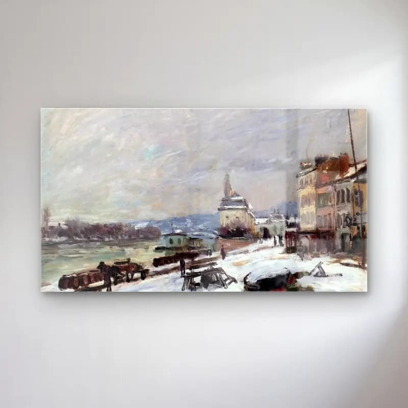 Alfred Sisley – Winter at Marly-le-Roi, Snow Effect cam tablo — Alfred Sisley – Winter at Marly-le-Roi, Snow Effect — empresyonist karlı kış manzarası