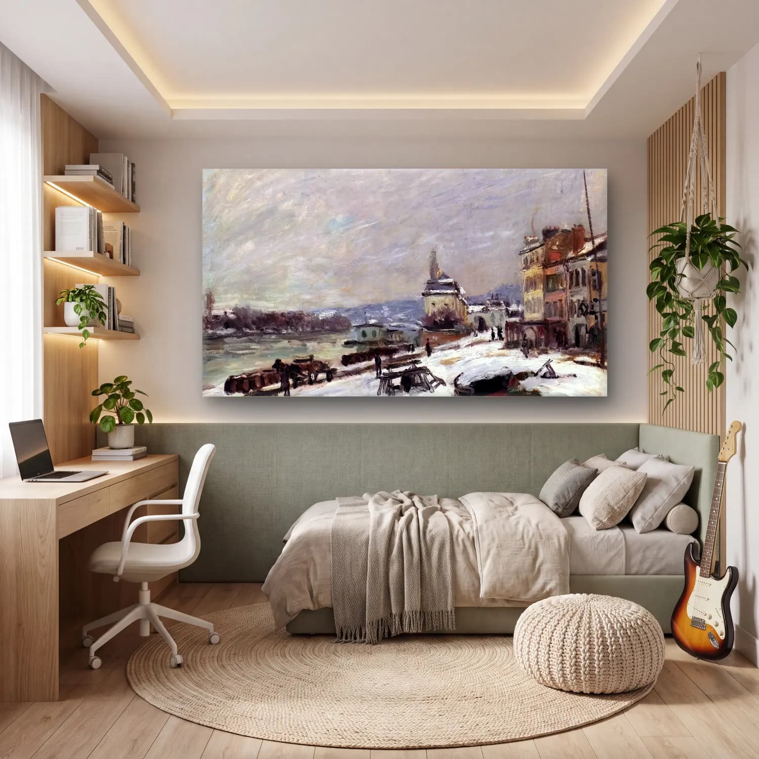 Alfred Sisley – Winter at Marly-le-Roi, Snow Effect cam tablo — genç odasında