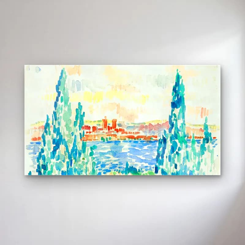 Henri Edmond Cross – Antibes--painting-by Henri-Edmond-Cross cam tablo — Henri Edmond Cross – Antibes--painting-by Henri-Edmond-Cross — suluboya akdeniz sahil kasabası