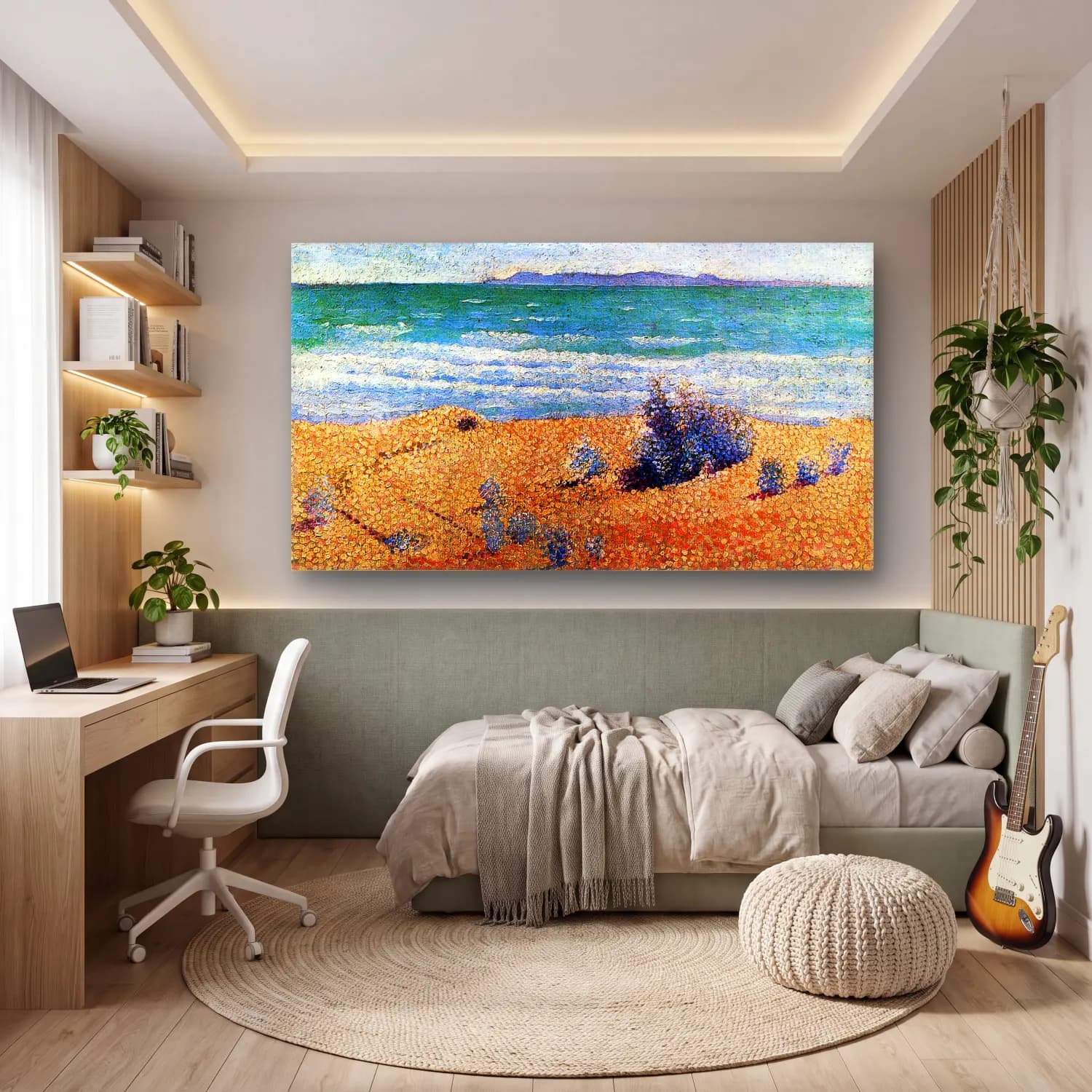 Henri Edmond Cross – Beach on the Mediterranean cam tablo — genç odasında