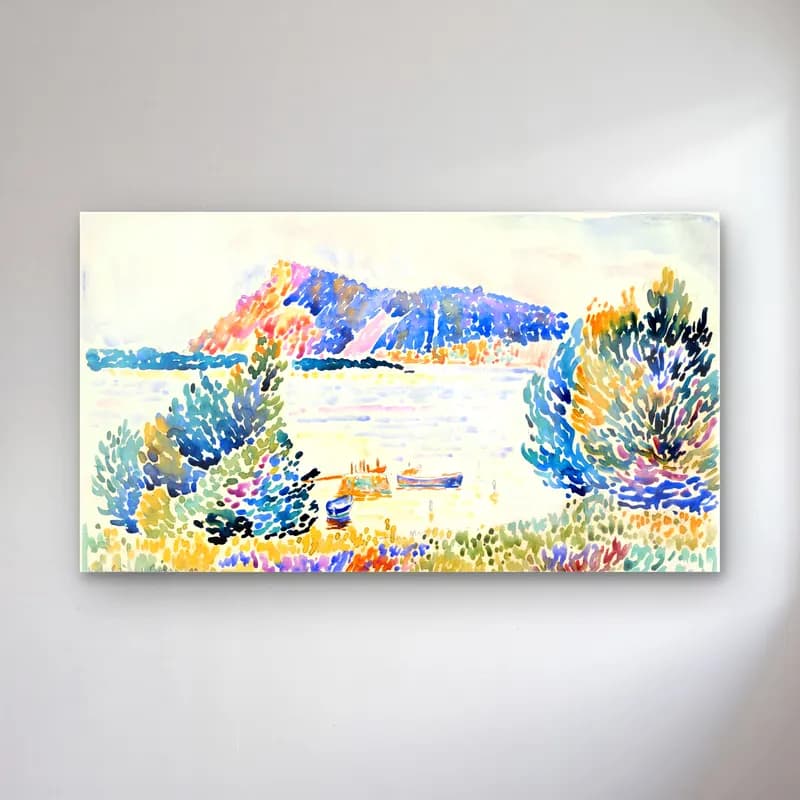 Henri Edmond Cross – Cap Nègre cam tablo — Henri Edmond Cross – Cap Nègre — suluboya liman ve tekneler
