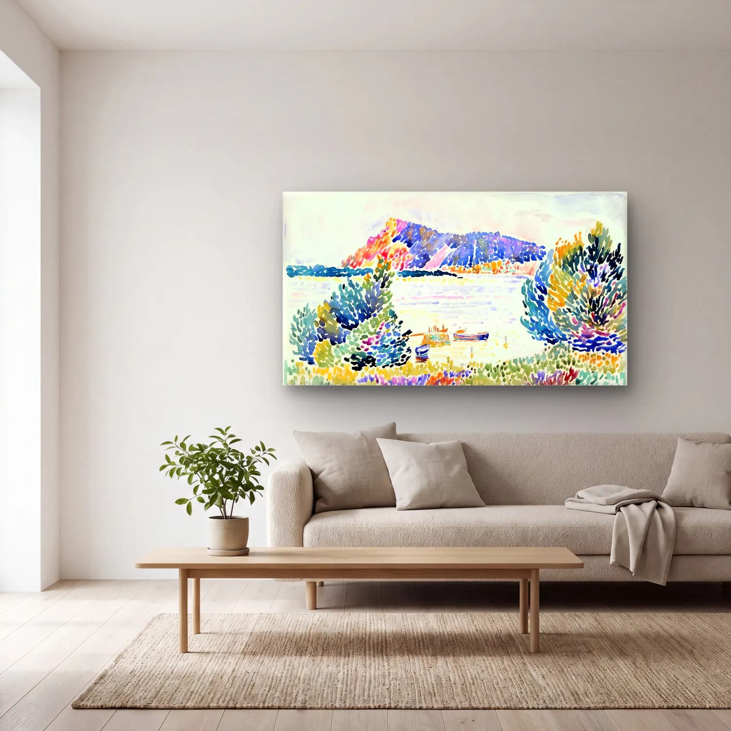 Henri Edmond Cross – Cap Nègre cam tablo — açık renk salonda