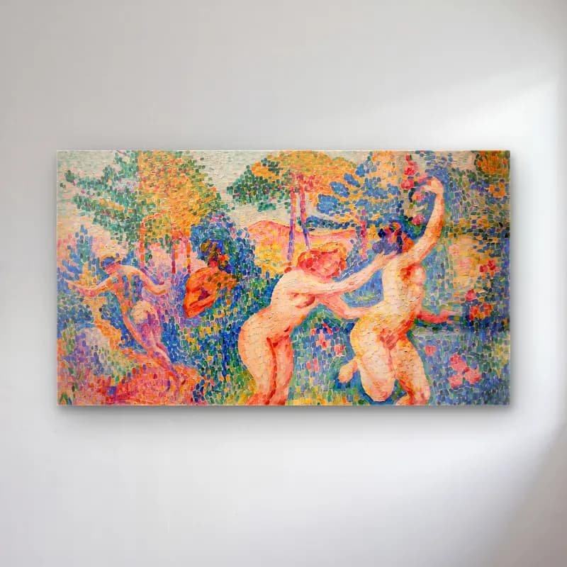 Henri Edmond Cross – La Fuite des nymphes cam tablo — Henri Edmond Cross – La Fuite des nymphes — empresyonist figür çalışması