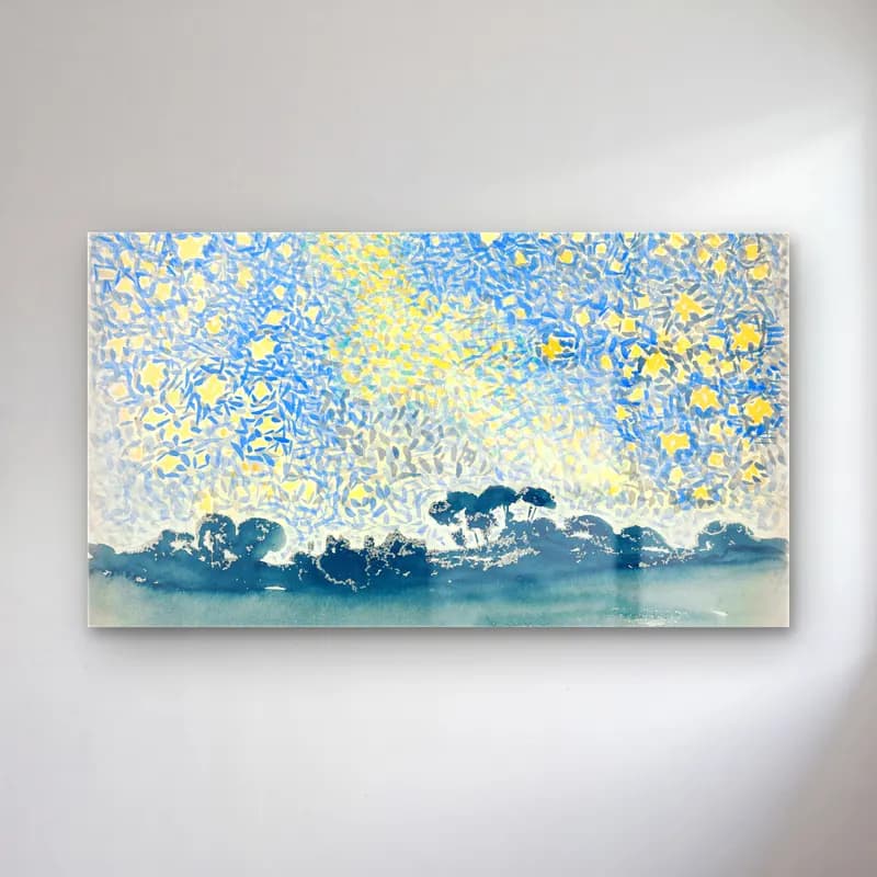Henri Edmond Cross – Landscape with Stars cam tablo — Henri Edmond Cross – Landscape with Stars — suluboya yıldızlı gece